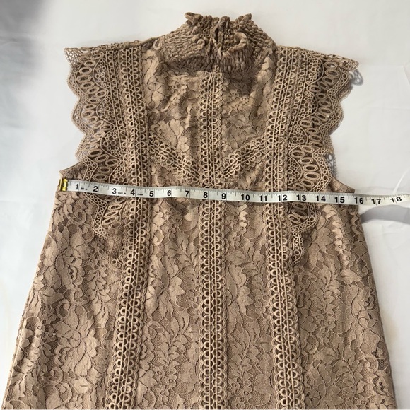 Cable & Gage Lace Sleeveless top size Sm Romantic Victorian Lined Champagne - Picture 5 of 9